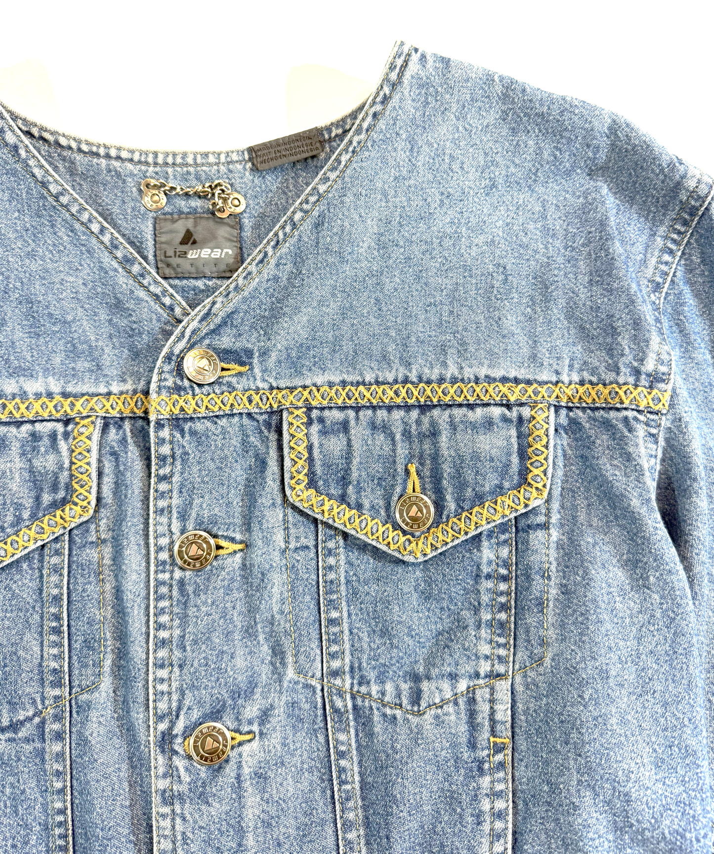 Vintage 1990s Lizwear Cropped Denim Jean Jacket - Small