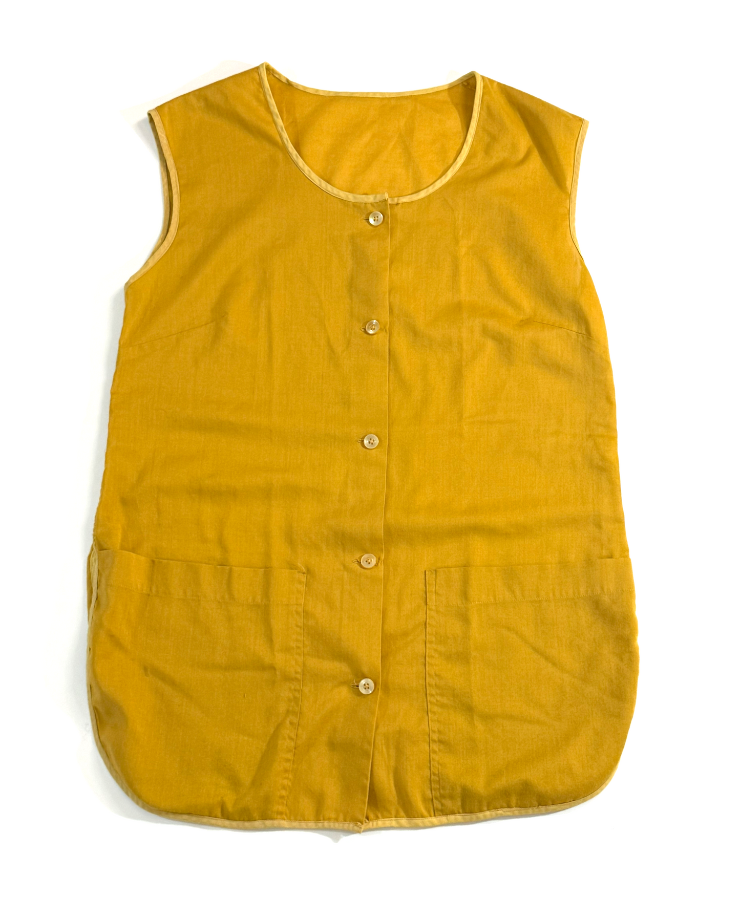 Vintage ~1970s Yellow Suds Yer Duds Laundromat Smock Vest - Small