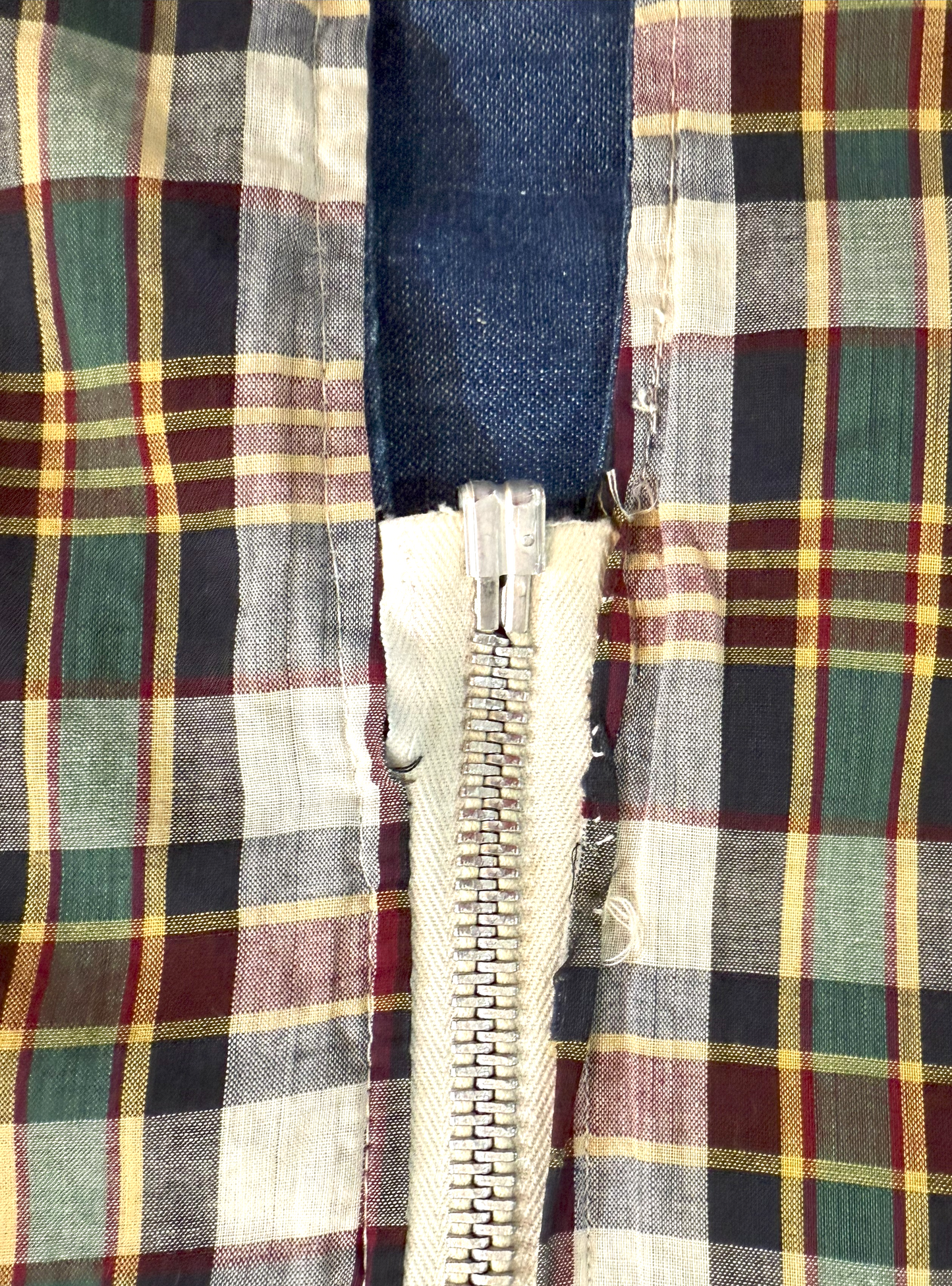 Vintage ~1970s Reversible Denim and Plaid Zip up Hooded Jacket - Large