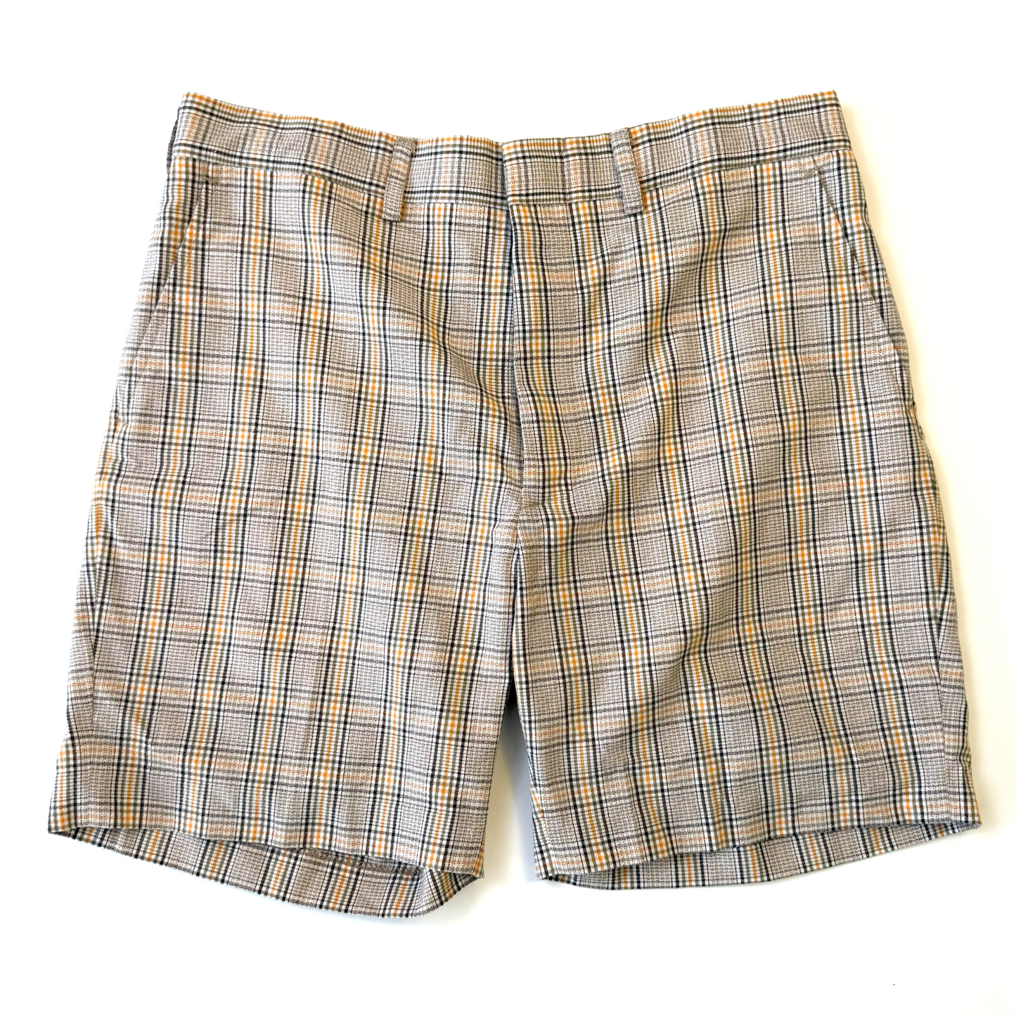 Vintage 1970's 1980s Brown, Green and Orange Plaid Shorts - Small