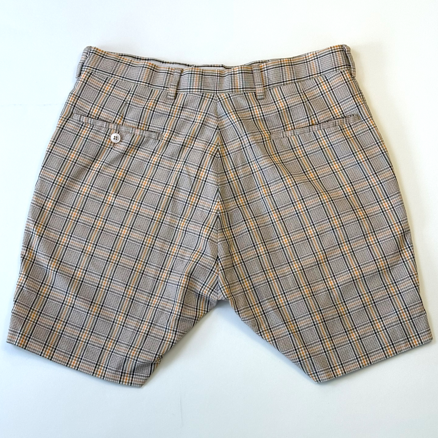 Vintage 1970's 1980s Brown, Green and Orange Plaid Shorts - Small