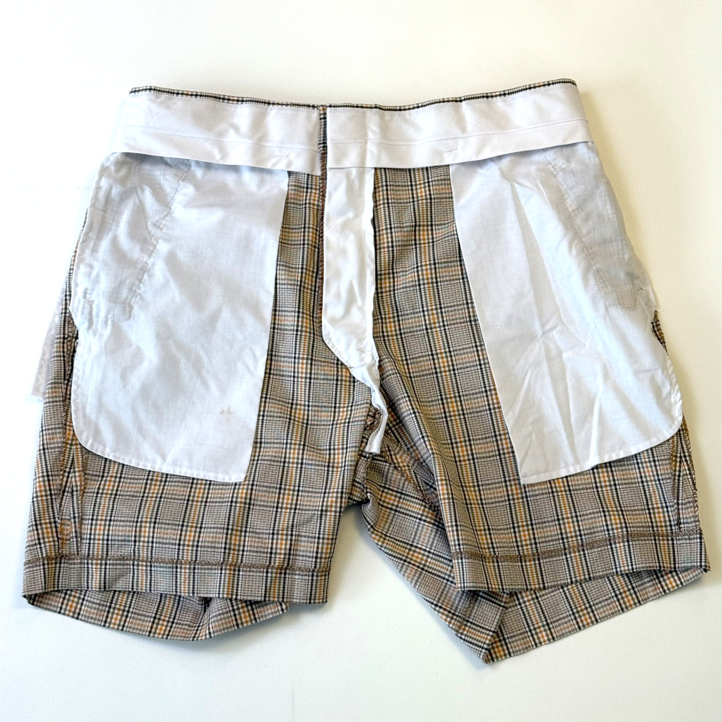Vintage 1970's 1980s Brown, Green and Orange Plaid Shorts - Small
