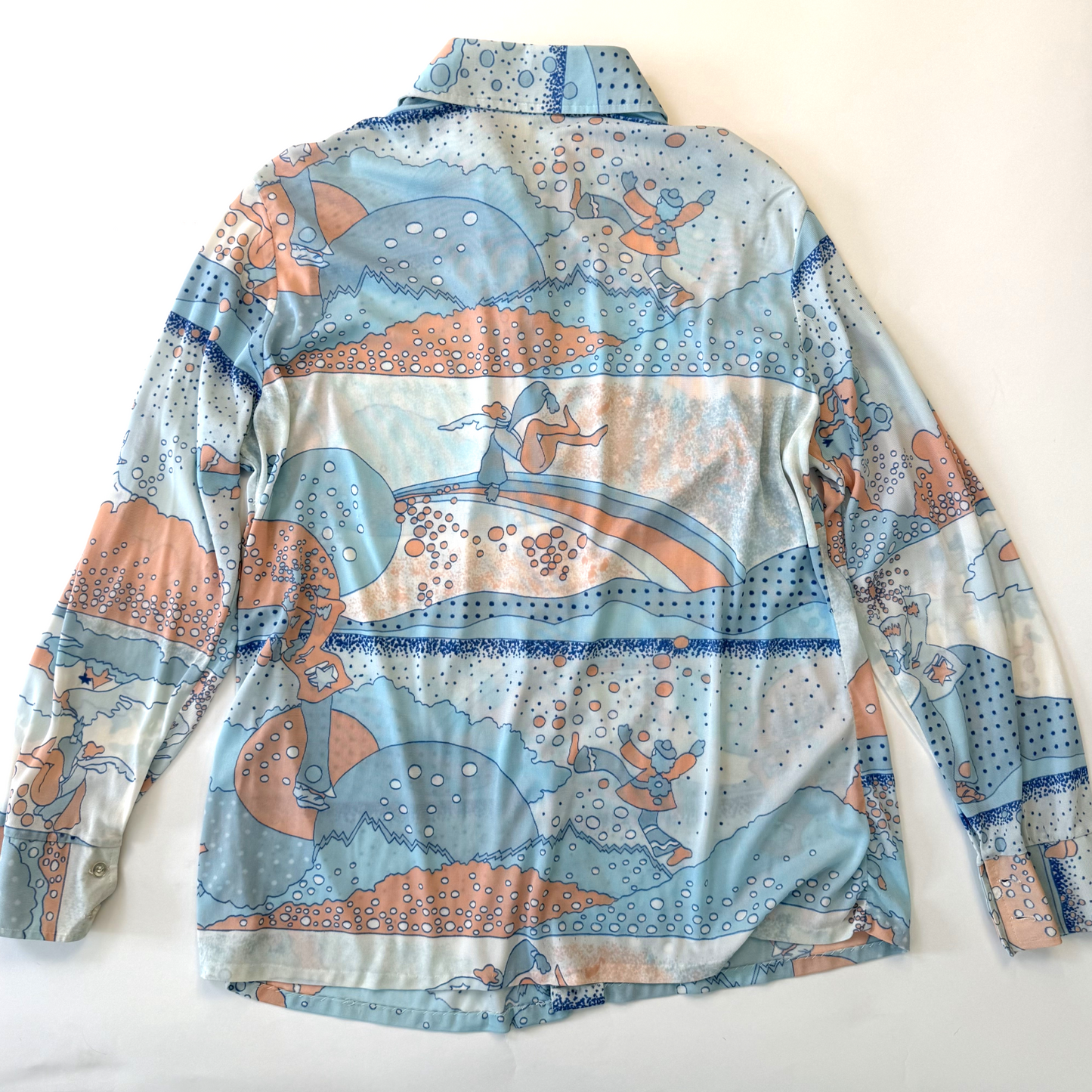 Vintage 1960s 1970s Whimsical Parisian-esque Novelty Print Plus Size Blouse - XL/1X