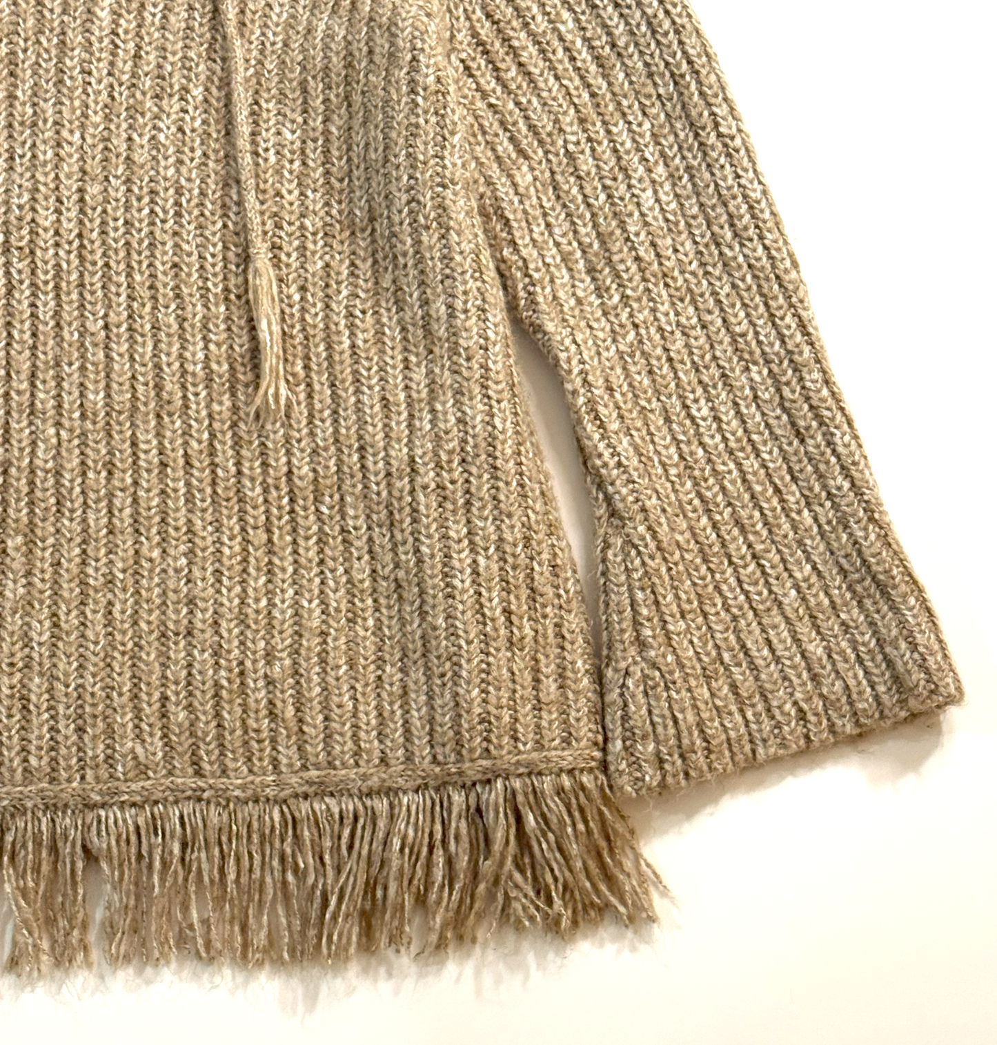 Vintage 1990s Oatmeal Beige Venezia Boho Sweater with Fringe - 3X