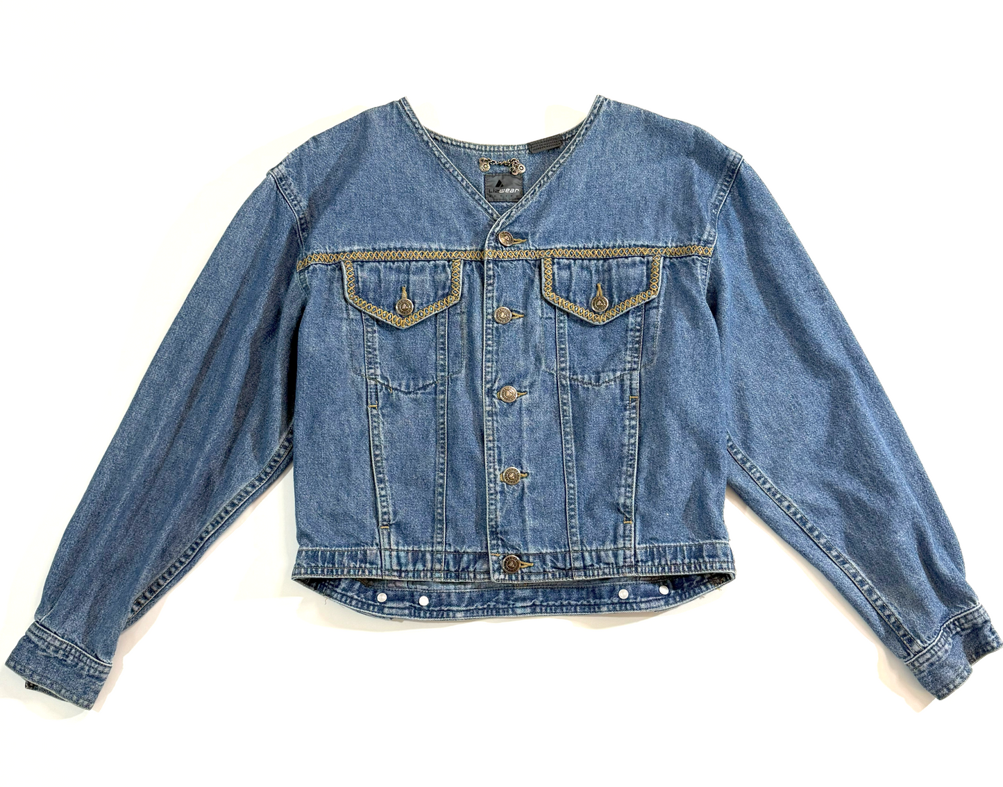 Vintage 1990s Lizwear Cropped Denim Jean Jacket - Small