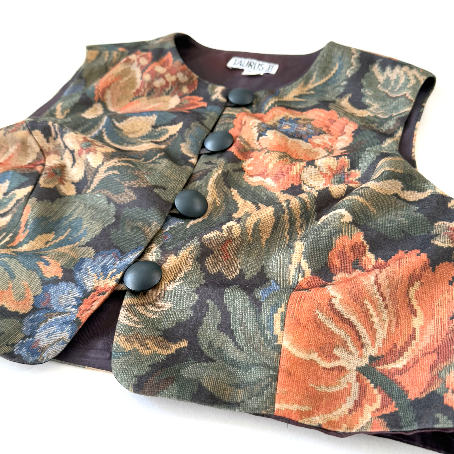 Vintage 1990s Floral Cropped Vest by Taurus II - Medium