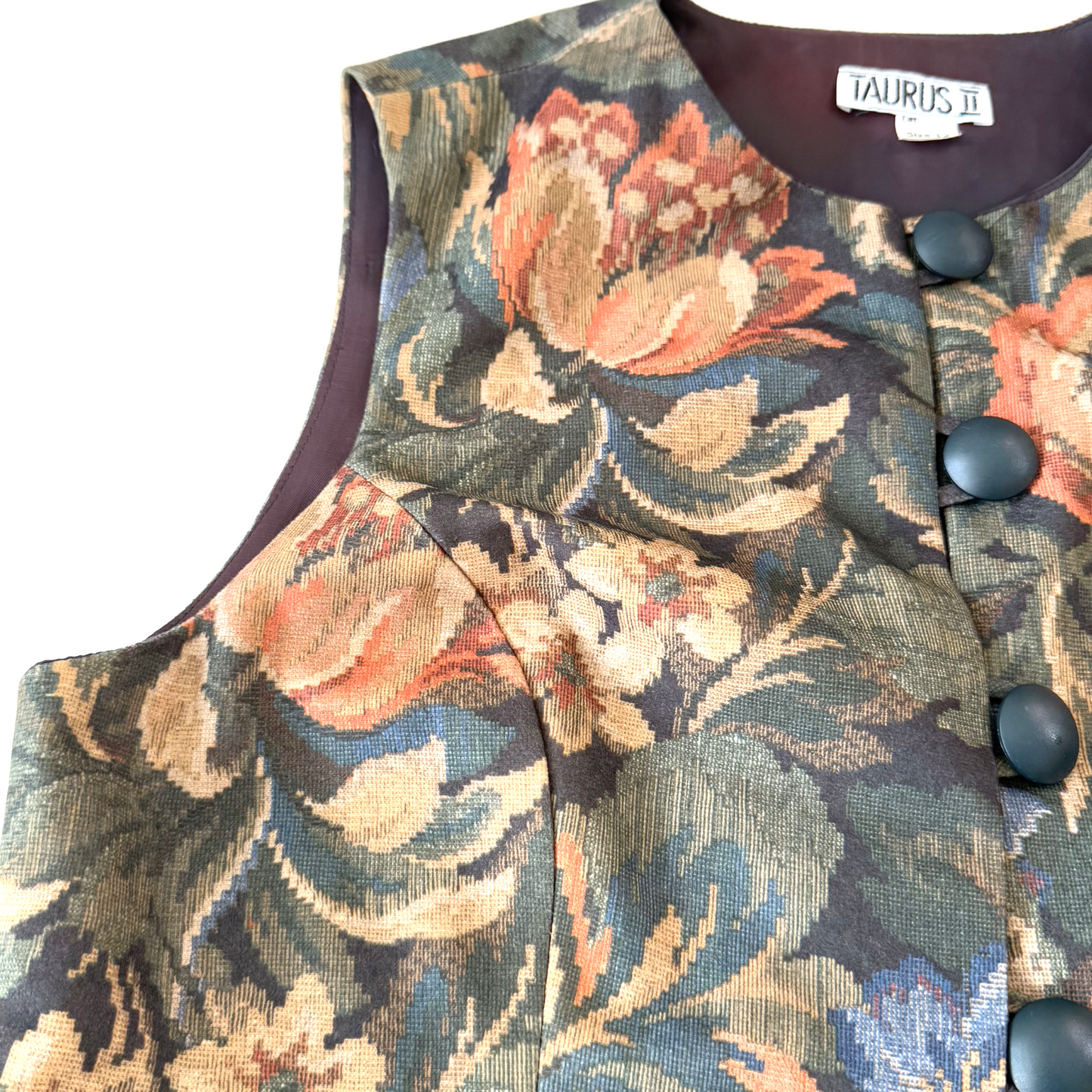 Vintage 1990s Floral Cropped Vest by Taurus II - Medium