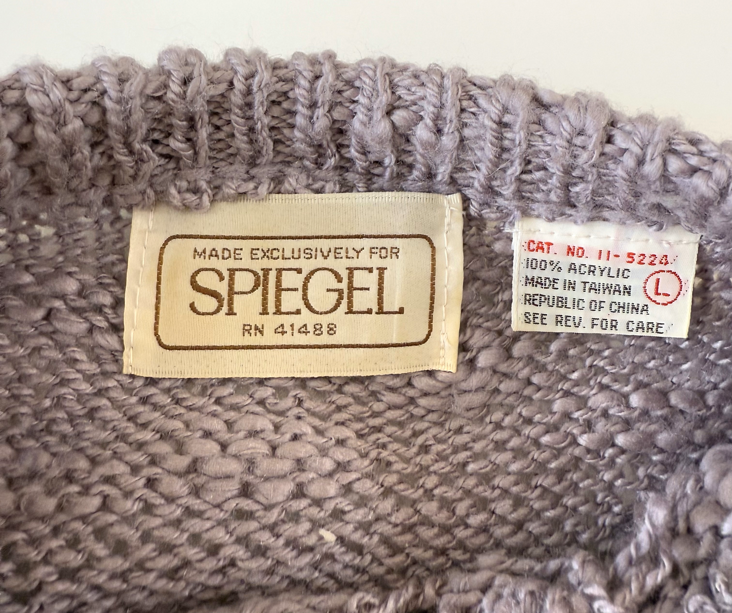 Vintage ~1970s Spiegel Lavender Grey Sweater - Medium