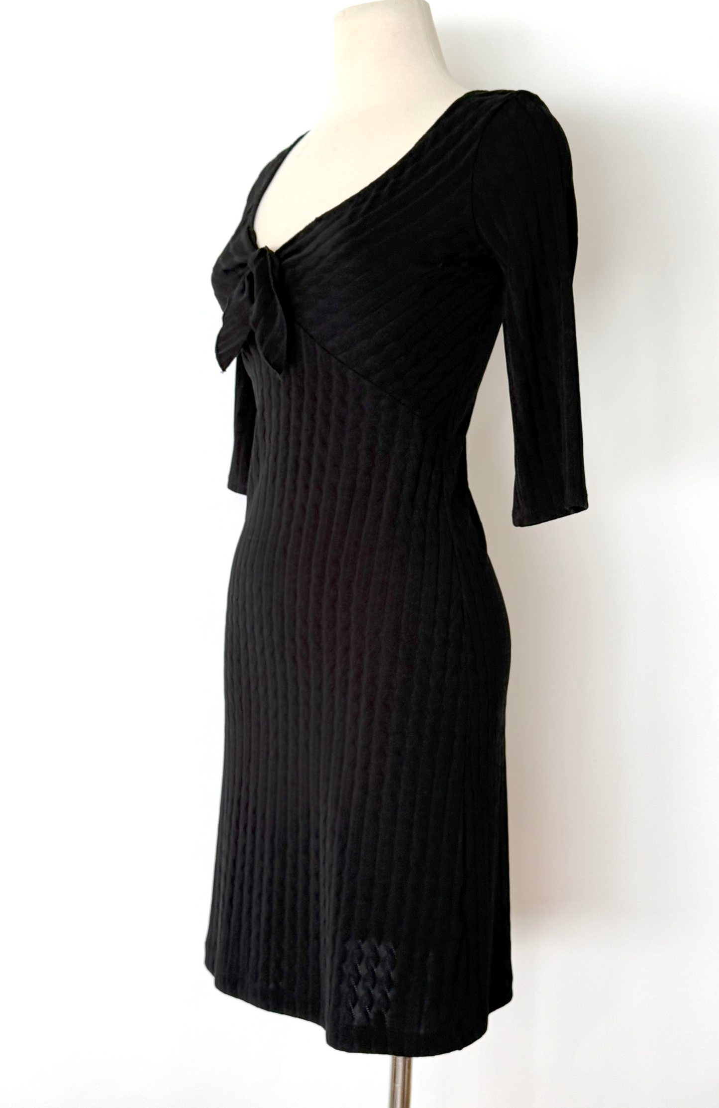 Vintage 1990s/Y2K Black Ribbed Dress by Bisou Bisou - Small