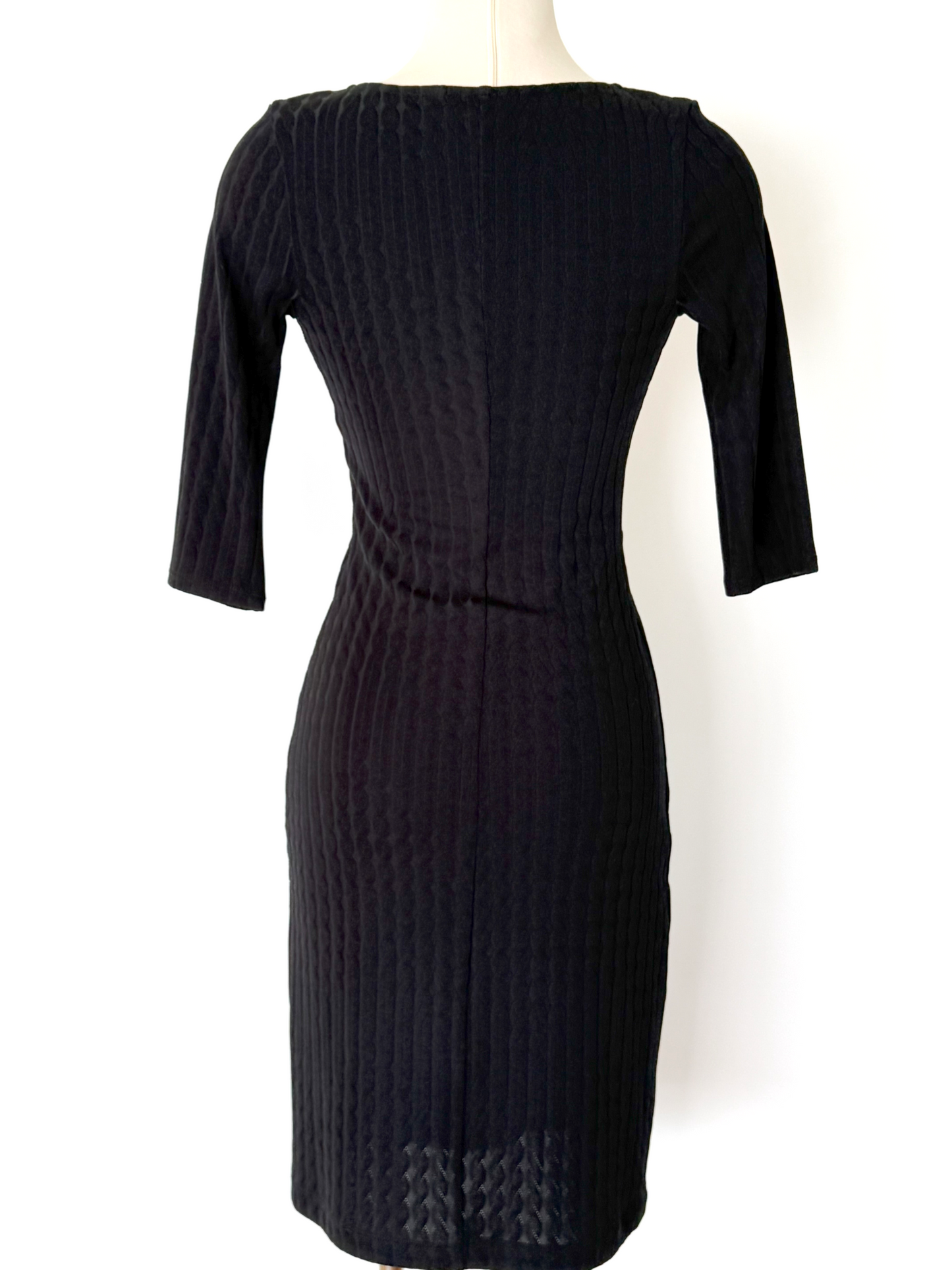 Vintage 1990s/Y2K Black Ribbed Dress by Bisou Bisou - Small