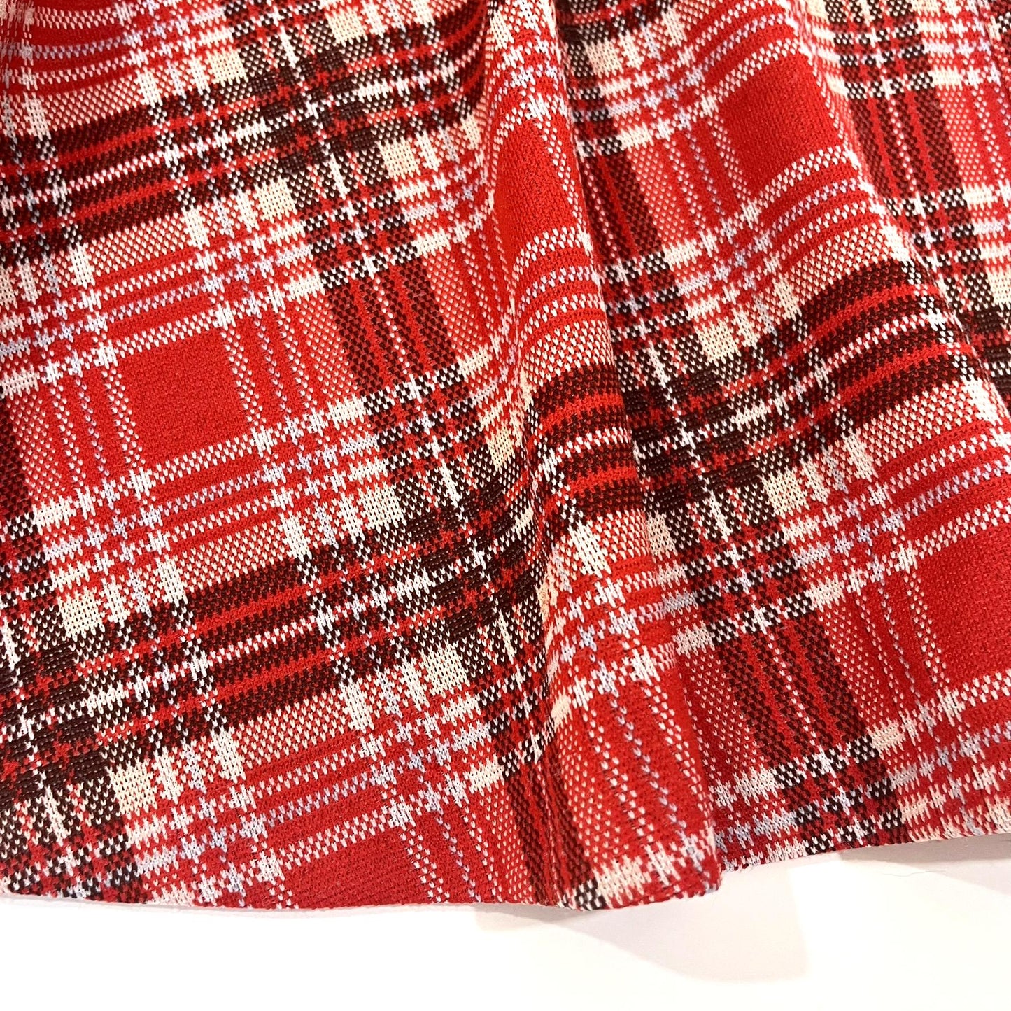 Vintage 1970s Sears Red Plaid Midi Skater Skirt - Medium/Large